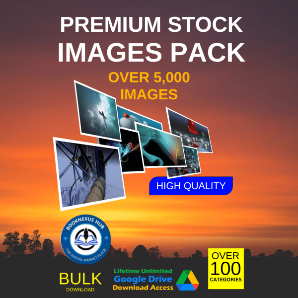 Preview of 5000+ Stock Images and Graphics Bundle including royalty-free photos, abstract backgrounds, PNG elements, and SVG files for design and web use.