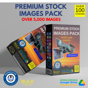 Preview of 5000+ Stock Images and Graphics Bundle including royalty-free photos, abstract backgrounds, PNG elements, and SVG files for design and web use.
