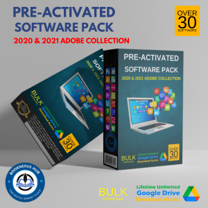 A comprehensive software pack featuring Adobe Creative Cloud 2021 applications and CorelDRAW Suite 2020 for graphic design, video editing, animation, and multimedia projects.