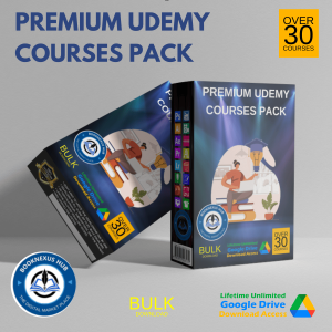 A comprehensive learning pack featuring 30+ premium courses covering topics like programming, graphic design, software development, data management, and language learning.